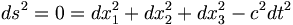 ds^2=0=dx_1^2+dx_2^2+dx_3^2-c^2dt^2