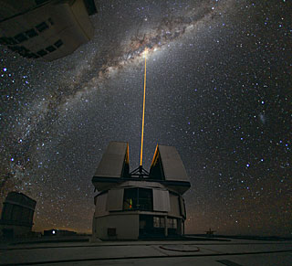 Observatory laser light to the sky